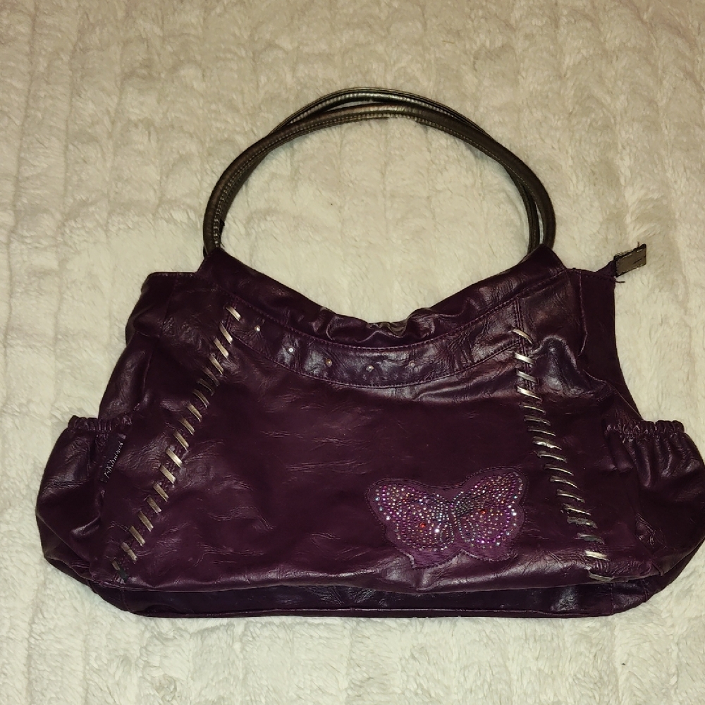 Last Chance! Purple Women's Bag with Butterfly Design